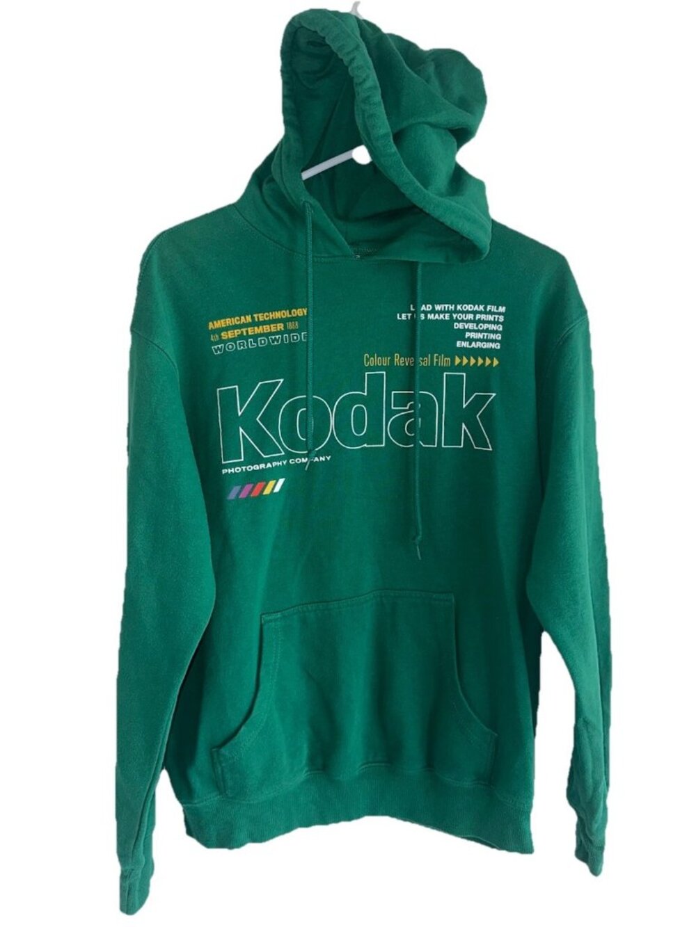 Kodak Hoodie Mens S Green Graphic Pullover Sweatshirt Photography Film Logo